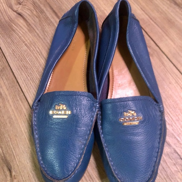 Coach Blue Leather Loafers - Picture 1 of 7